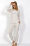 Vienetta Kadın Ekru Uzun Kol  Cepli Pijama Takım 0090040000