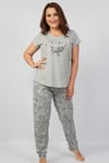 Vienetta Kadın (Gri Melanj) Kısa Kollu Büyük Beden Pijama Takımı 1070260764