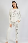 Vienetta Kadın (Gri Melanj) Uzun Kol Manşetli Pijama Takım 1070730000