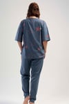 Vienetta Kadın (İndigo) Kısa Kollu Büyük Beden Pijama Takımı 1100231201