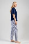 Vienetta Kadın İndigo Kısa Kollu Pijama Takımı
