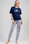 Vienetta Kadın İndigo Kısa Kollu Pijama Takımı