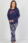 Vienetta Kadın Kırmızı Uzun Kollu Büyük Beden Pijama Takımı