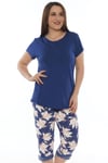 Vienetta Kadın Kısa Kollu Caprı Battal Pijama Takımı