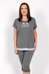 Vienetta Kadın Kısa Kollu Caprı Battal Pijama Takımı