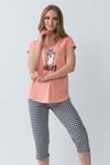 Vienetta Kadın Kısa Kollu Capri Pijama Takımı