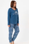 Vienetta Kadın (Mavi) Büyük Beden Uzun Kollu Pijama Takım 1070410451