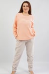 Vienetta Kadın Pembe Büyük Beden Uzun Kol Cepli Manşetli Pijama Takım 1031886181