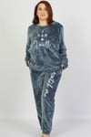Vienetta Kadın (Petrol Mavisi) Uzun Kollu Büyük Beden Pijama Takımı 1030940000