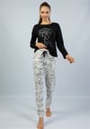 Vienetta Kadın Siyah Uzun Kol Eteği Oval Manşetli Pijama Takım 1052922252 