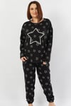 Vienetta Kadın Siyah Uzun Kol Paçası Büzgülü Pijama Takım 1030511191