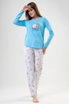 Vienetta Kadın Turkuaz Uzun Kollu Pijama Takımı