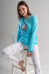 Vienetta Kadın Turkuaz Uzun Kollu Pijama Takımı