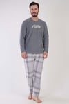 Vienetta Man Erkek Gri Uzun Kollu Polar Pijama Takımı