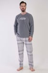 Vienetta Man Erkek Gri Uzun Kollu Polar Pijama Takımı