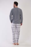 Vienetta Man Erkek Gri Uzun Kollu Polar Pijama Takımı