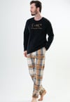 Vienetta Man Erkek Siyah Polar Uzun Kollu Pijama Takımı