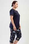 Vienetta (Mavi) Kadın Kısa Kollu Kaprili Büyük Beden Pijama Takımı 1101708975