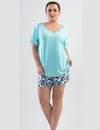 Vienetta (Mint) Kadın Kısa Kollu Şortlu Büyük Beden Pijama Takımı 1114810530