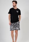 Vienetta (Siyah) Erkek Kısa Kollu Şortlu Pijama Takımı 1114041227-B