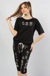 Vienetta (Siyah) Kadın Kısa Kollu Kaprili Pijama Takımı 1050011233