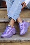 Camalia Lila KumAaş detaylı Bağcıklı  Günlük Kadın Sneaker Spor Ayakkabı