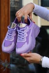Camalia Lila KumAaş detaylı Bağcıklı  Günlük Kadın Sneaker Spor Ayakkabı