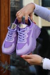 Camalia Lila KumAaş detaylı Bağcıklı  Günlük Kadın Sneaker Spor Ayakkabı