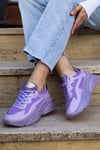 Camalia Lila KumAaş detaylı Bağcıklı  Günlük Kadın Sneaker Spor Ayakkabı