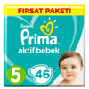 Prima Aktif Bebek Bezi 5 Beden 46 Adet Fırsat Paketi