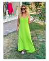 Askılı Ayrobin Elbise Neon Yeşil