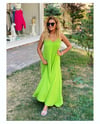 Askılı Ayrobin Elbise Neon Yeşil