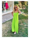 Askılı Ayrobin Elbise Neon Yeşil