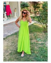 Askılı Ayrobin Elbise Neon Yeşil
