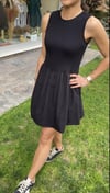 Balon Etekli Siyah Mini Elbise