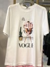 Beyaz Vogue Baskılı Tshirt 