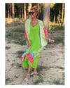 Tavus Kuşu Baskılı Yeşil Kimono