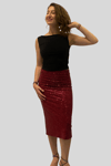 Burgundy Sequin Slim Fit Tango Skirt