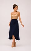 Dark Blue Crepe Wrap-Over Flared Tango Skirt