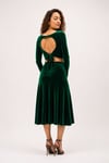 Green Velvet Cotton Lycra Six Panel Tango Skirt Flor