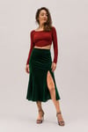 Green Velvet Cotton Lycra Six Panel Tango Skirt Flor