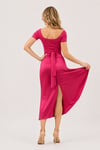 Pink Silk Satin Tango Skirt Isabella with Front and Back Slid