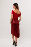 Red Cotton Lycra Open Shoulder Tango Top Diana