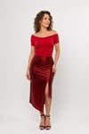 Red Cotton Lycra Open Shoulder Tango Top Diana