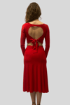 Red Cotton Lycra Six Panel Tango Skirt Flor