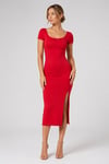 Red Cotton Lycra Tango Dress Mariposa