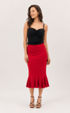 Red Cotton Lycra Tango Skirt Stephanie