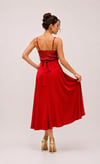 Red Crepe Wrap-Over Flared Tango Skirt
