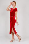 Red Velvet Slim Fit Tango Skirt