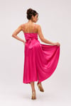 Silk Satin Wrap-Over Flared Tango Skirt